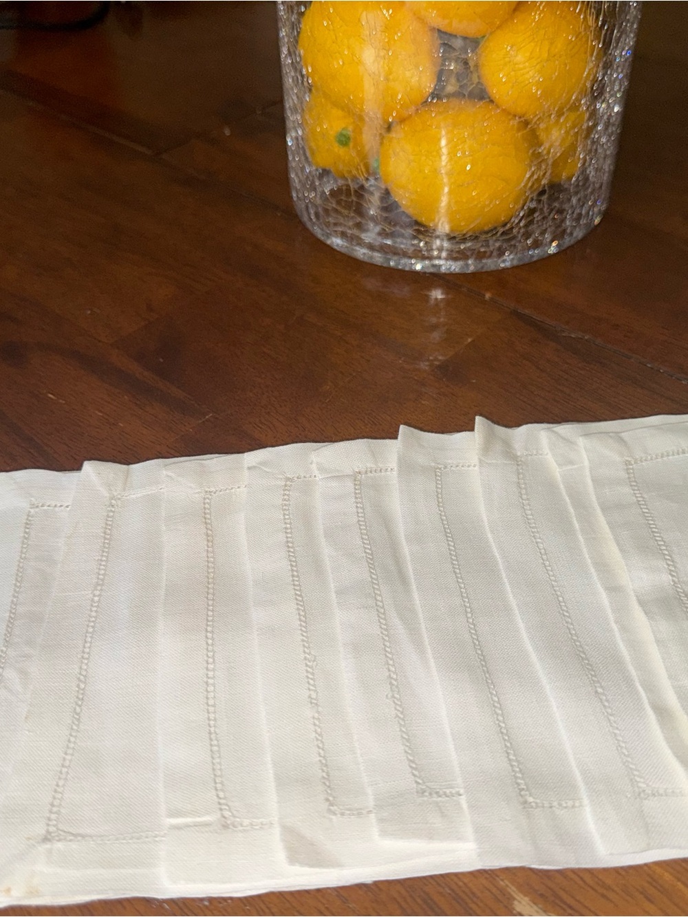 Vintage Cotton Linen Hand Crocheted Cocktail Luncheon Napkins Set of 12